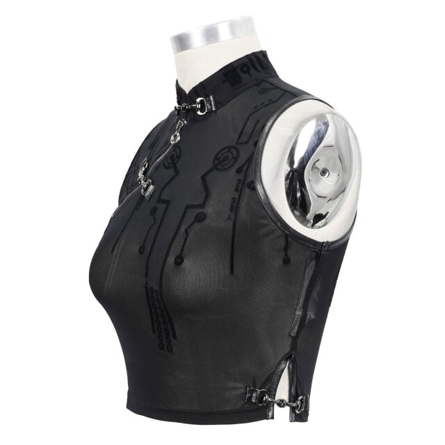 Sleeveless Devil Fashion Mesh Top Cyber Ninja