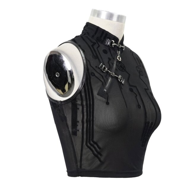 Sleeveless Devil Fashion Mesh Top Cyber Ninja