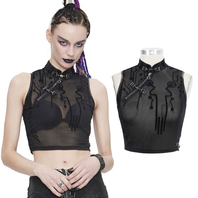 Ärmelloses, kurzes Devil Fashion Mesh-Top (TT170) in...