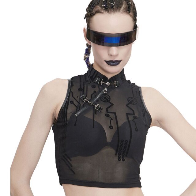 Sleeveless Devil Fashion Mesh Top Cyber Ninja
