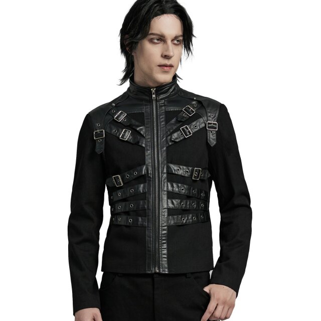 Devils Advocate short jacket with faux leather straps
