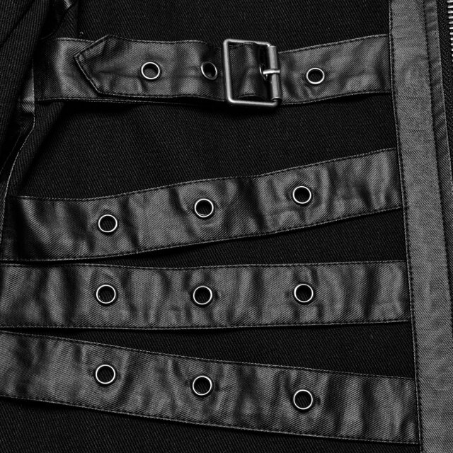 Devils Advocate short jacket with faux leather straps
