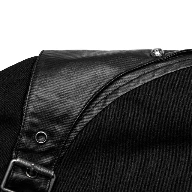 Devils Advocate short jacket with faux leather straps
