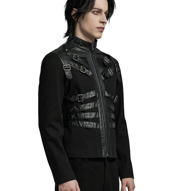 Devils Advocate short jacket with faux leather straps