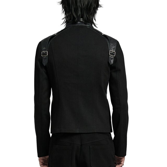 Devils Advocate short jacket with faux leather straps