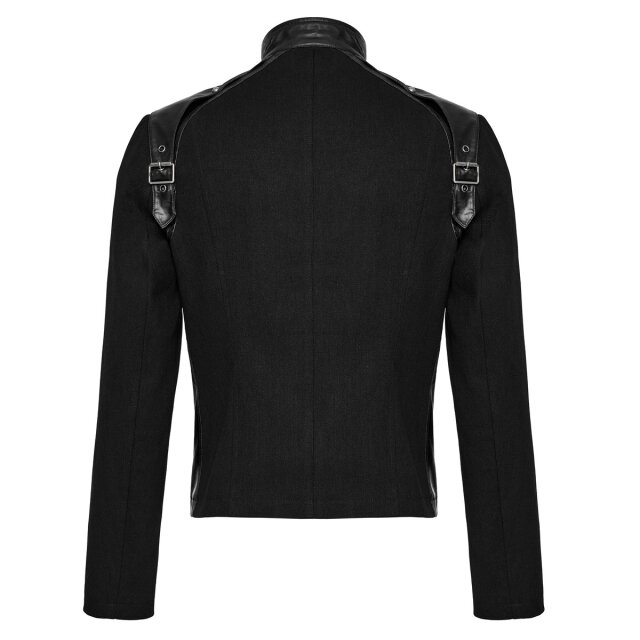 Devils Advocate short jacket with faux leather straps