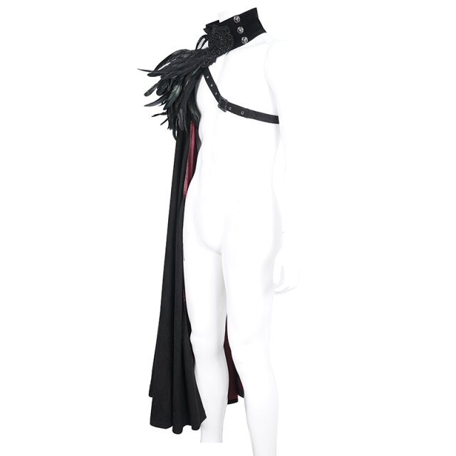 Viktorianischer Unisex Vampir-Umhang Infernal Dance mit Federn und Perlen