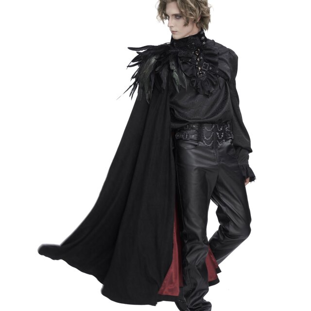 Viktorianischer Unisex Vampir-Umhang Infernal Dance mit Federn und Perlen
