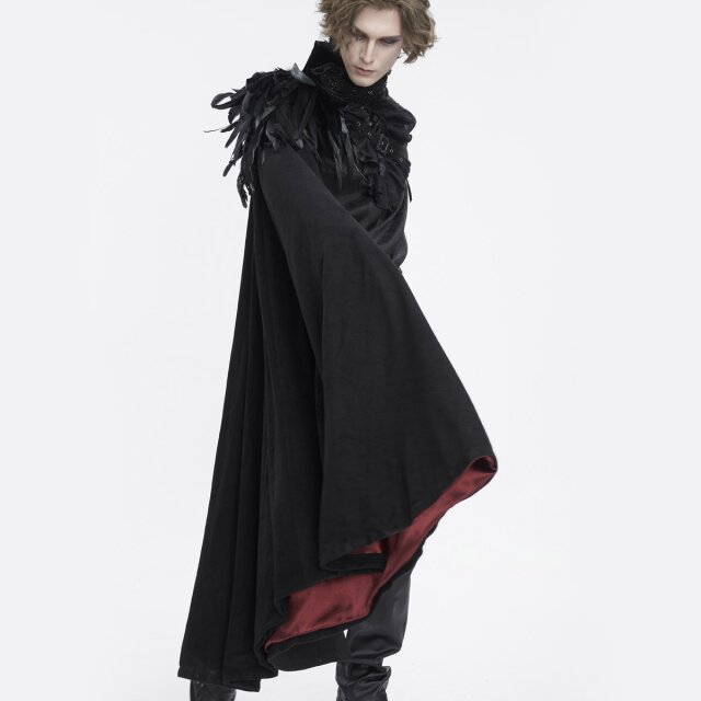 Viktorianischer Unisex Vampir-Umhang Infernal Dance mit Federn und Perlen