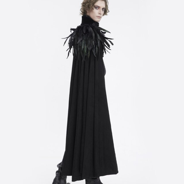 Viktorianischer Unisex Vampir-Umhang Infernal Dance mit Federn und Perlen