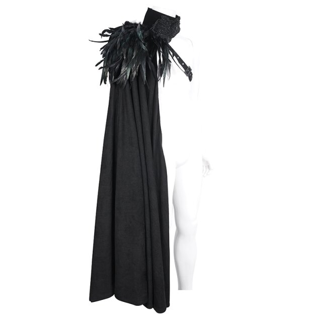 Victorian unisex vampire cape Infernal Dance with feathers and pearls
