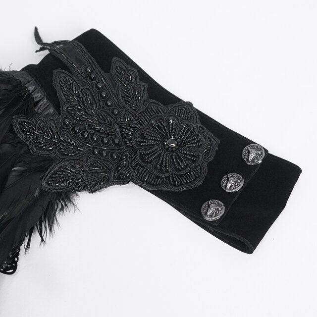 Victorian unisex vampire cape Infernal Dance with feathers and pearls