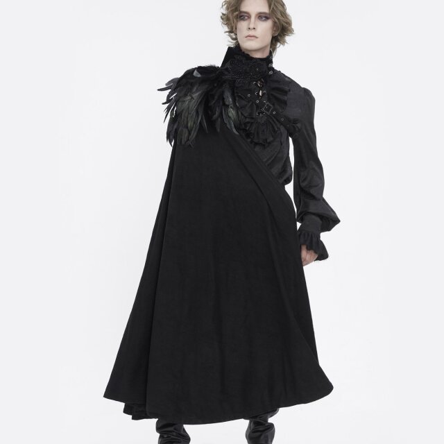 Victorian unisex vampire cape Infernal Dance with feathers and pearls