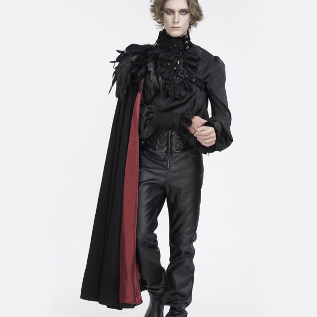 Victorian unisex vampire cape Infernal Dance with feathers and pearls
