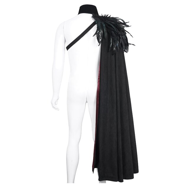 Victorian unisex vampire cape Infernal Dance with feathers and pearls