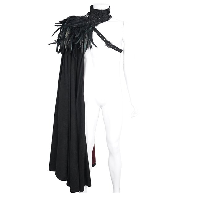 Victorian unisex vampire cape Infernal Dance with feathers and pearls