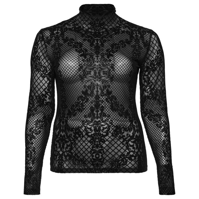 Transparentes, beflocktes Langarm-Shirt Myrcella 4XL-5XL