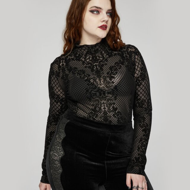 Transparent flocked long sleeve shirt Myrcella