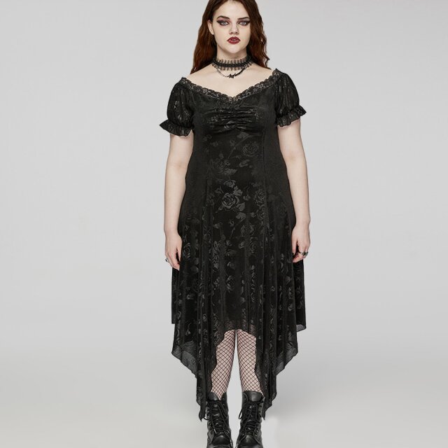Punk Rave curvy pointed dress Sinister Thorns with short sleeves