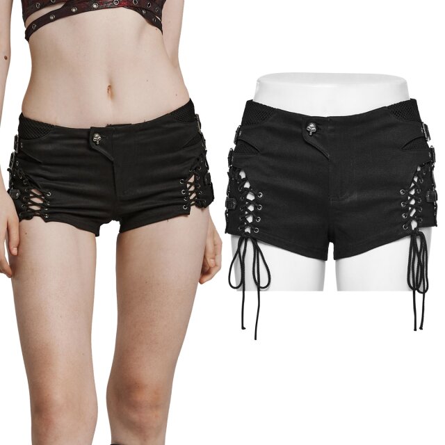 PUNK RAVE Stretch-Denim Hotpants (WK-616BK) Low-Waist mit...