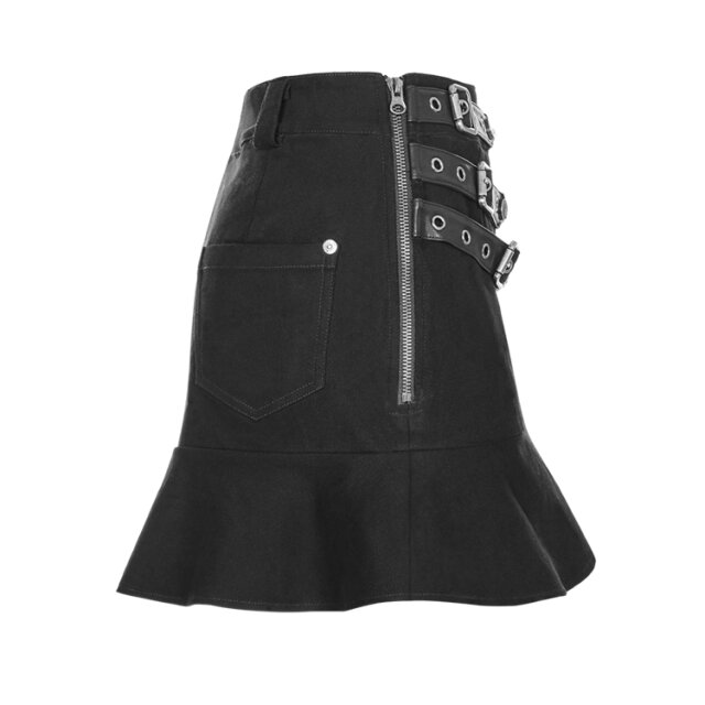 Denim miniskirt Haley with flounce and straps - size: XXL