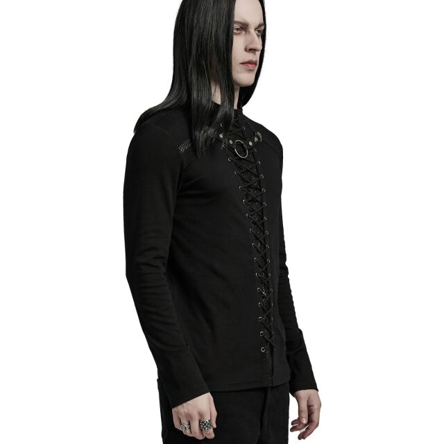 Punk Rave Longsleeve Mogon mit Netz und Schnürung XXL/3XL