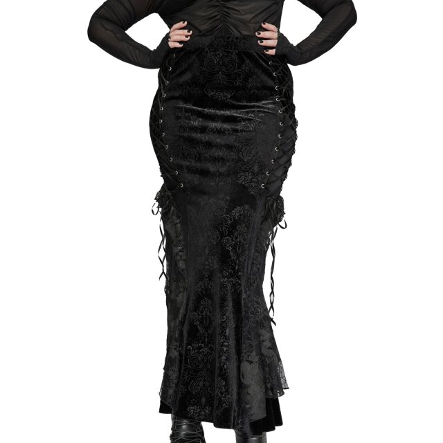 Punk Rave Plus Size langer Samtrock Bloom In Shadows mit...