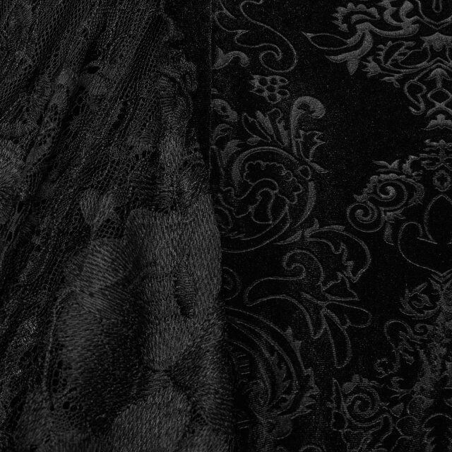 Punk Rave Plus Size Long Velvet Skirt Bloom In Shadows with Lace