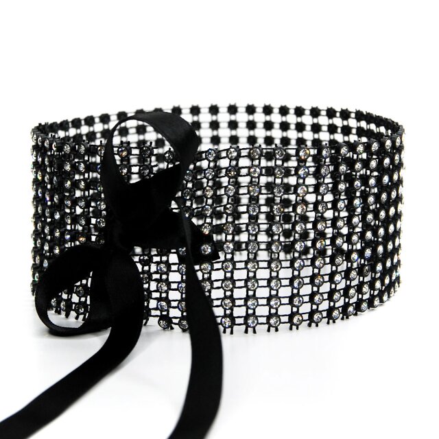Breiter mondin Choker Crystal mit Strasssteinen farblos