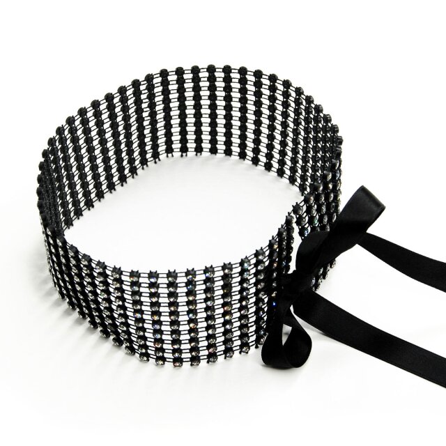 Breiter mondin Choker Crystal mit Strasssteinen farblos