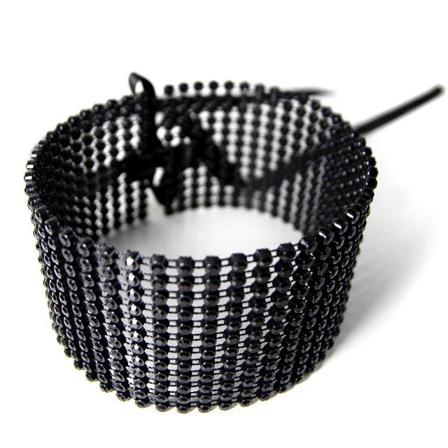 Breiter mondin Choker Crystal mit Strasssteinen schwarz