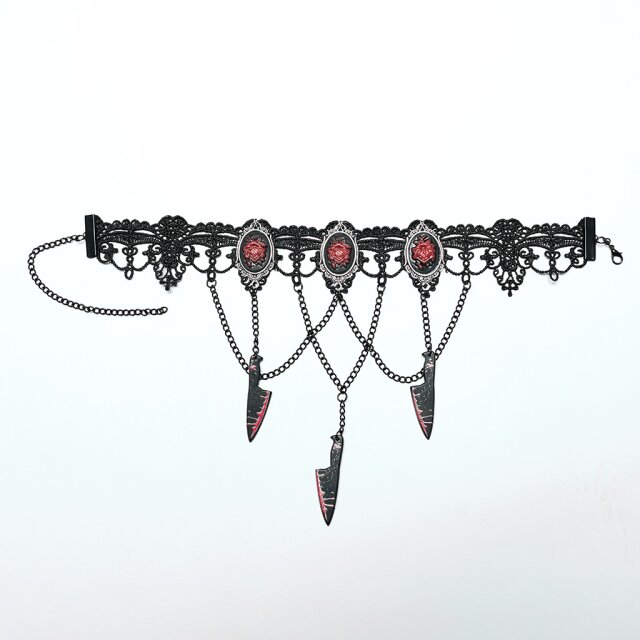 Punk Rave necklace Bloody Mary with bloodstained knives