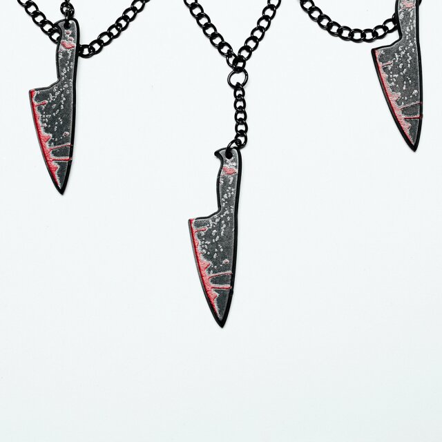 Punk Rave necklace Bloody Mary with bloodstained knives