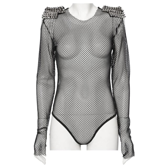 Punk Rave fishnet bodysuit Moonlit Beats with epaulettes