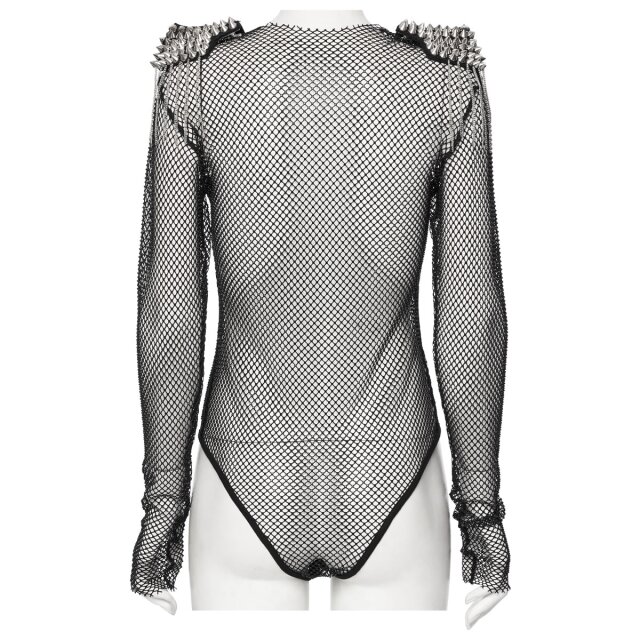 Punk Rave fishnet bodysuit Moonlit Beats with epaulettes