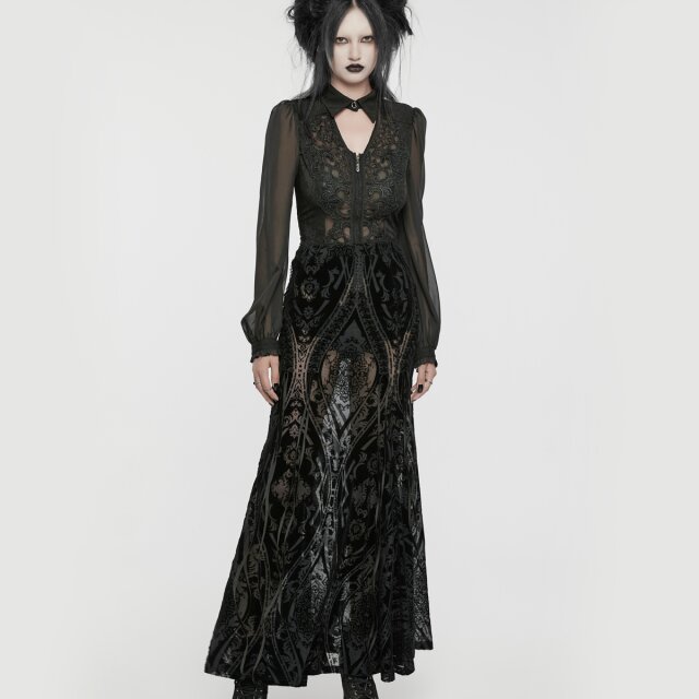 Punk Rave sheer maxi skirt Vampiretta with ornaments