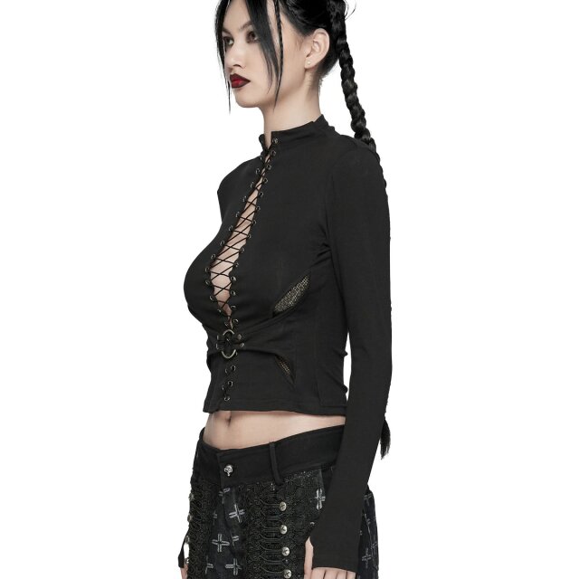 Punk Rave Shirt Dark Elements mit Schnürung XS-S
