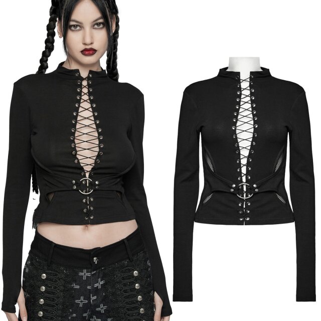 Punk Rave Shirt Dark Elements mit Schnürung XS-S