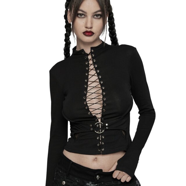 Punk Rave Shirt Dark Elements mit Schnürung XS-S