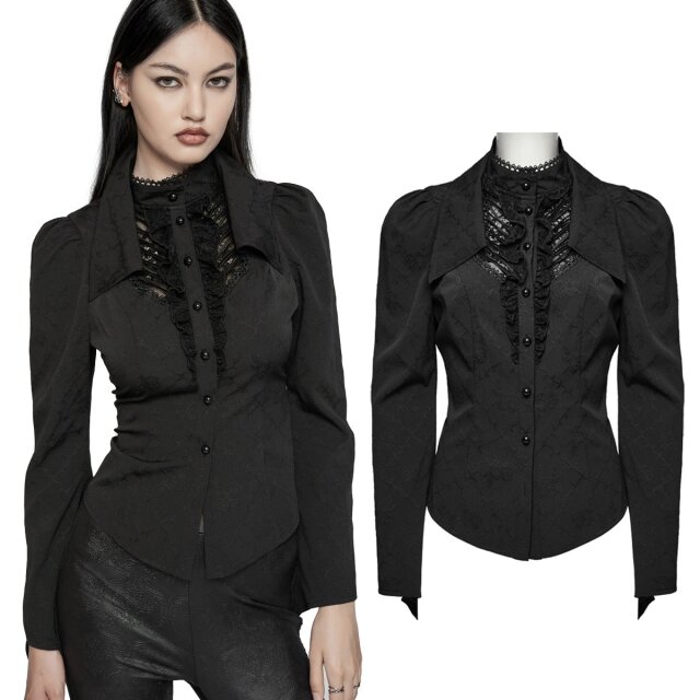 Dunkelromantische Punk Rave Gothic Bluse (WY-1640BK) mit...