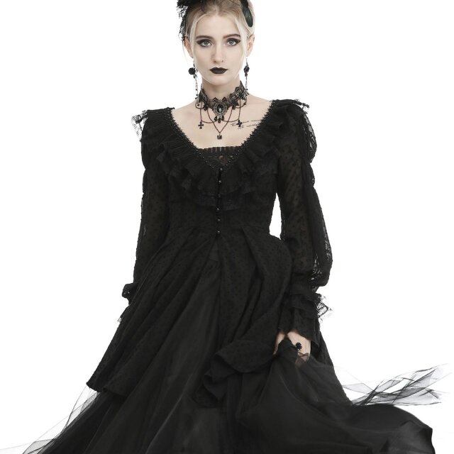 Dark In Love halbtransparente Tunika Vespertine mit Puffärmeln S