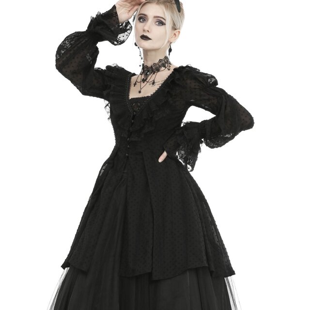 Dark In Love halbtransparente Tunika Vespertine mit Puffärmeln S