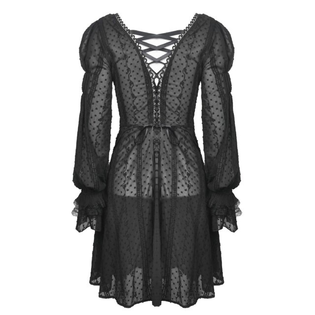 Dark In Love halbtransparente Tunika Vespertine mit Puffärmeln S
