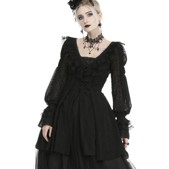 Dark In Love semi-sheer tunic Vespertine with puff sleeves