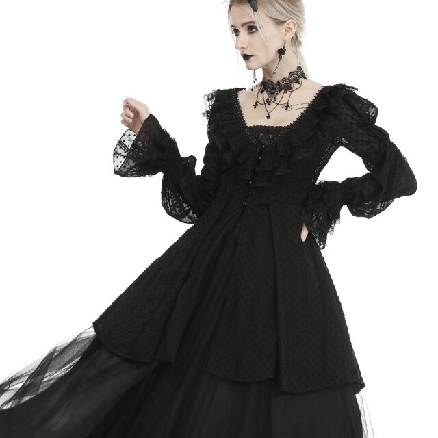 Dark In Love semi-sheer tunic Vespertine with puff sleeves