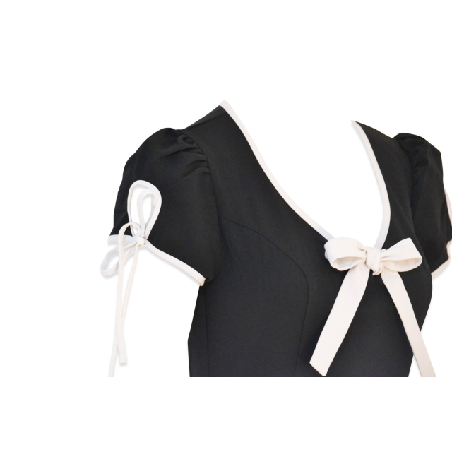 Schwarzes Pin-Up-Dress Lamour Noir mit weißer Schleife
