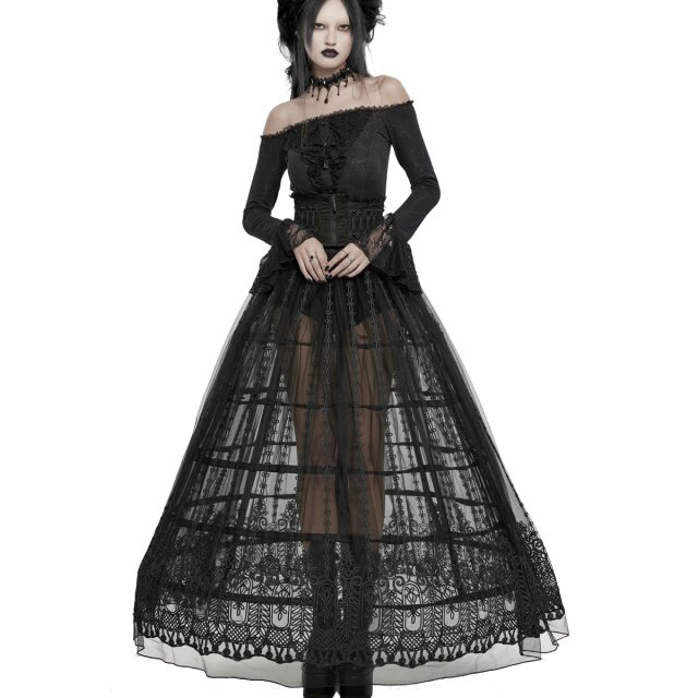 Transparenter PUNK RAVE Maxi-Rock Majesty mit Borten XL-XXL