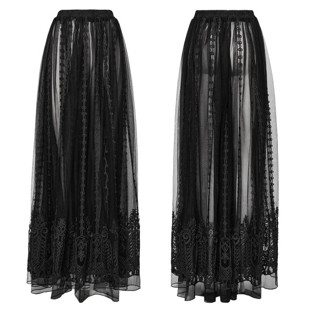 Transparenter PUNK RAVE Maxi-Rock Majesty mit Borten XL-XXL