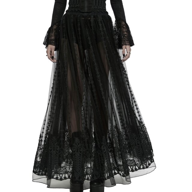 Transparenter PUNK RAVE Maxi-Rock Majesty mit Borten XL-XXL