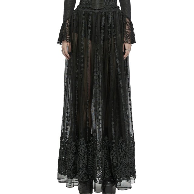 Transparenter PUNK RAVE Maxi-Rock Majesty mit Borten XL-XXL